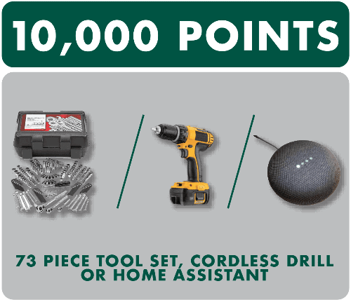 tool set, drill, or home assistant prizes